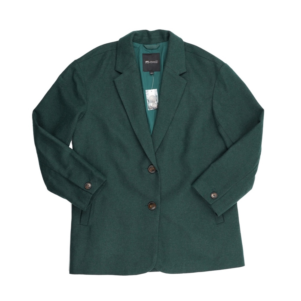 New MADEWELL Brushed Oversized Dorset Blazer in Heather Dark Palm Melange - Picture 5 of 6